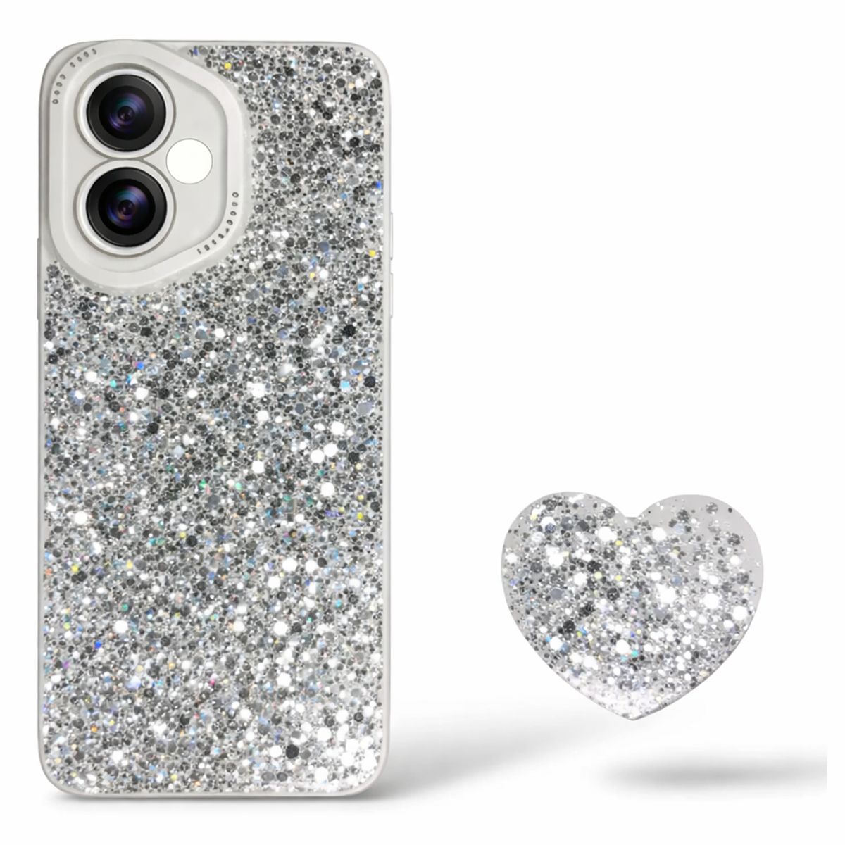 GENERICO - CARCASA PARA HONOR 400 GLITTER BRILLO BLANCO CON POP SOCKET