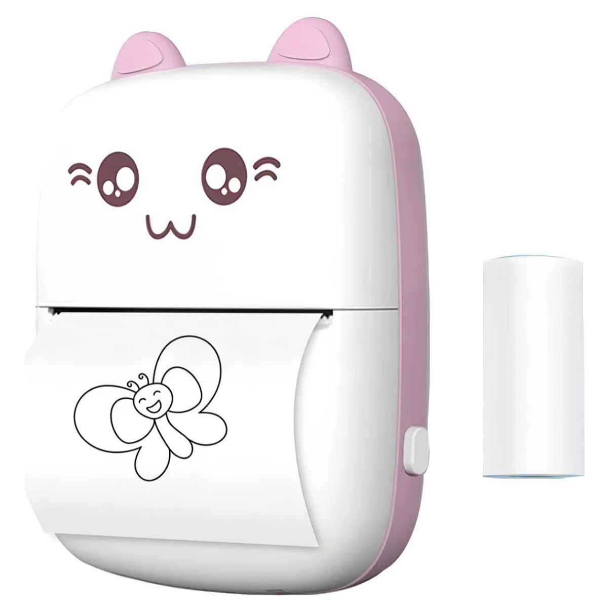 GENERICO - Mini Impresora Térmica Portátil Bluetooth Gatito + 1 Rollos Color Rosa