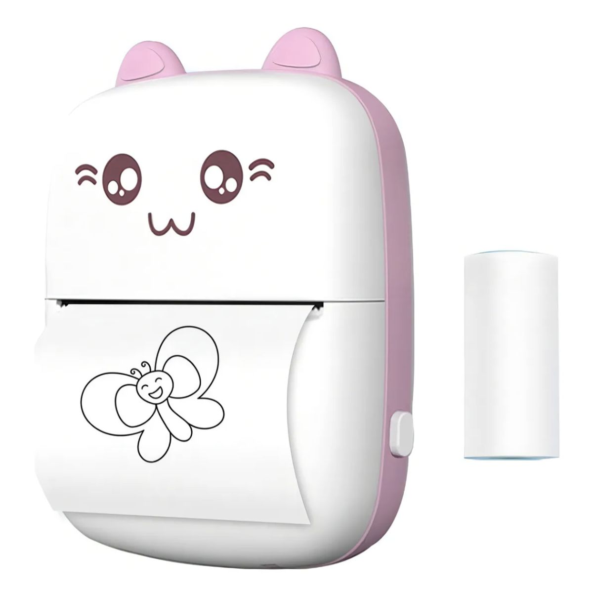 GENERICO - Mini Impresora Térmica Portátil Bluetooth Gatito + 1 Rollos Color Rosa