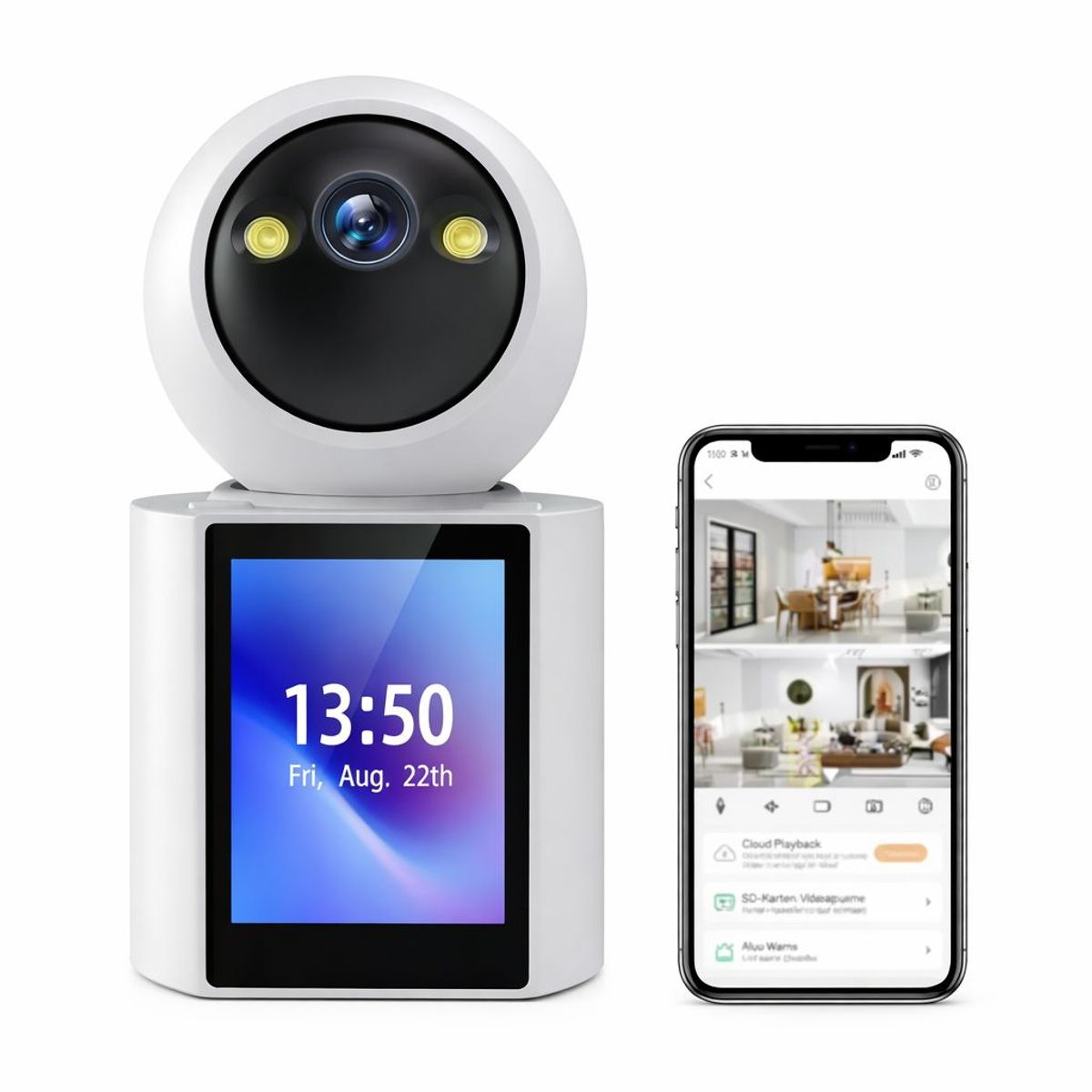 GENERICO - Cámara de Seguridad Inteligente 1080P con Pantalla Audio Bidireccional y Visión Nocturna