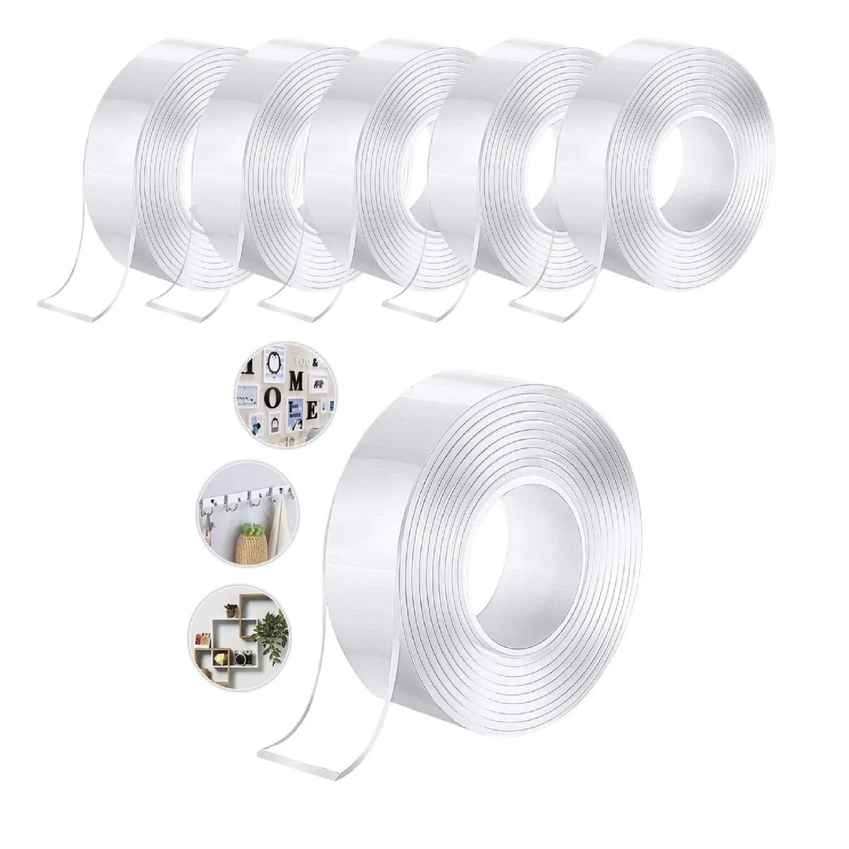 GENERICO - Pack X6 Cinta Doble Contacto Nano Gel Invisible Lavable 3mts