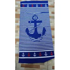 GENERICO - TOALLA DE PLAYA Y PISCINA DE MICROFIBRA SECADO RÁPIDO Y DISEÑOS ANCLA LINEAS 75cm X 150cm