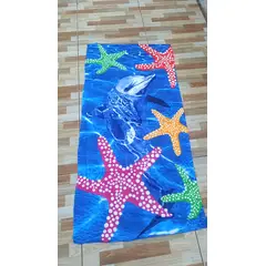 GENERICO - TOALLA DE PLAYA Y PISCINA DE MICROFIBRA SECADO RÁPIDO Y DISEÑOS ESTRELLA DE MAR 75cm X 150cm