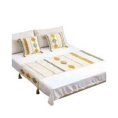 GENERICO - PIECERA BORDADA CON DOS FUNDAS MODELO BOHO BEIGE 03