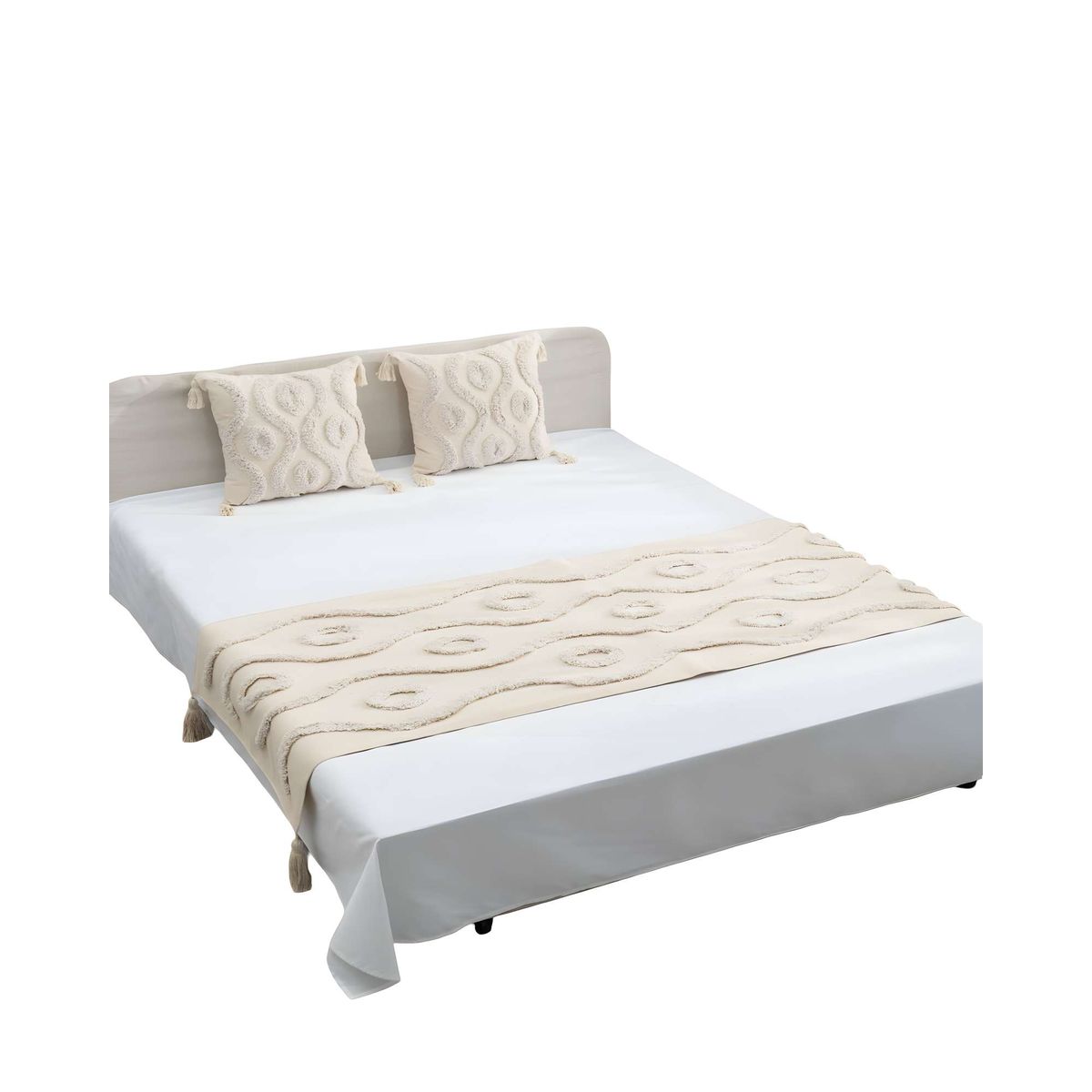 GENERICO - PIECERA BORDADA CON DOS FUNDAS MODELO BOHO BEIGE 08