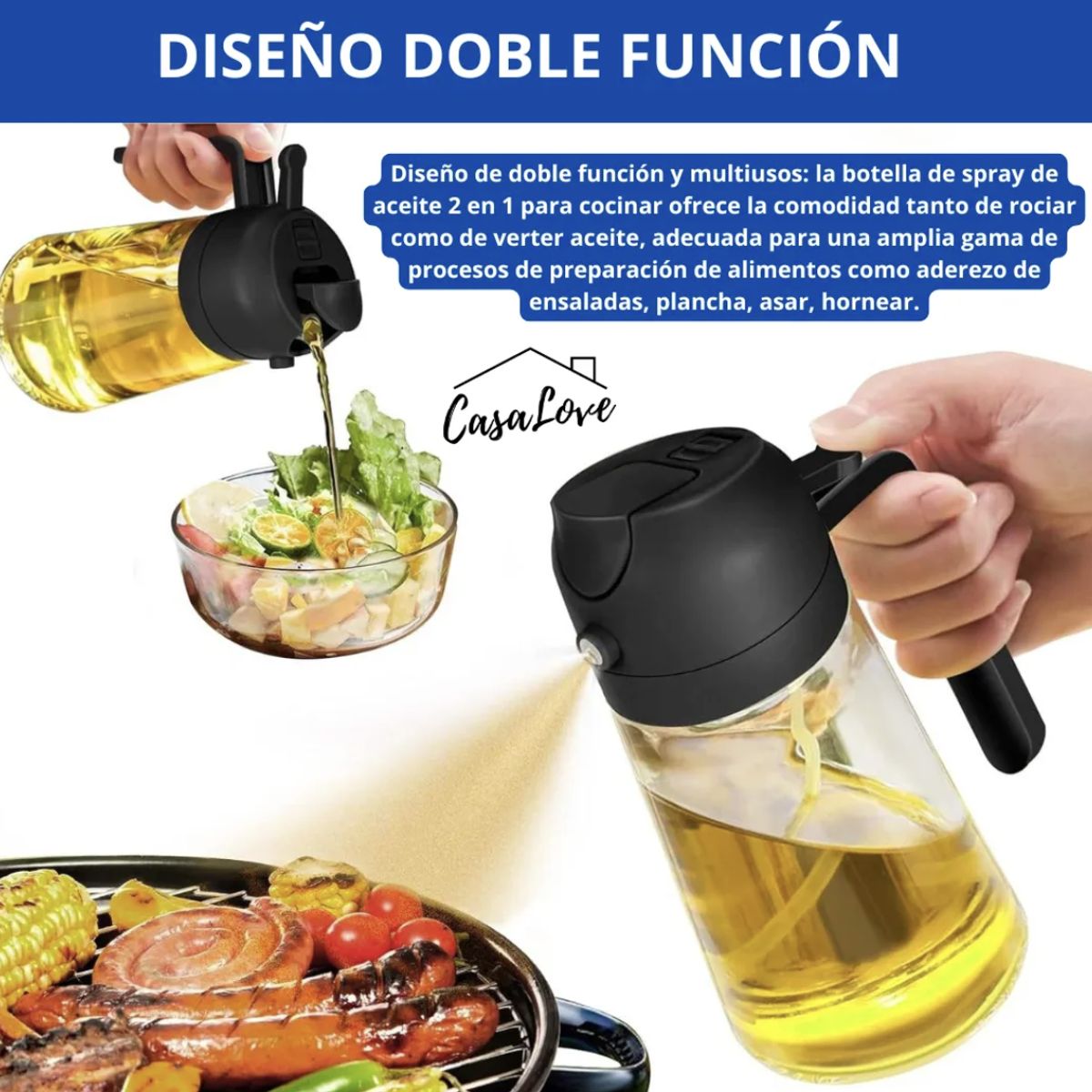 GENERICO - Botella Rociador De Aceite Dispensador Vinagre Spray 470 Ml