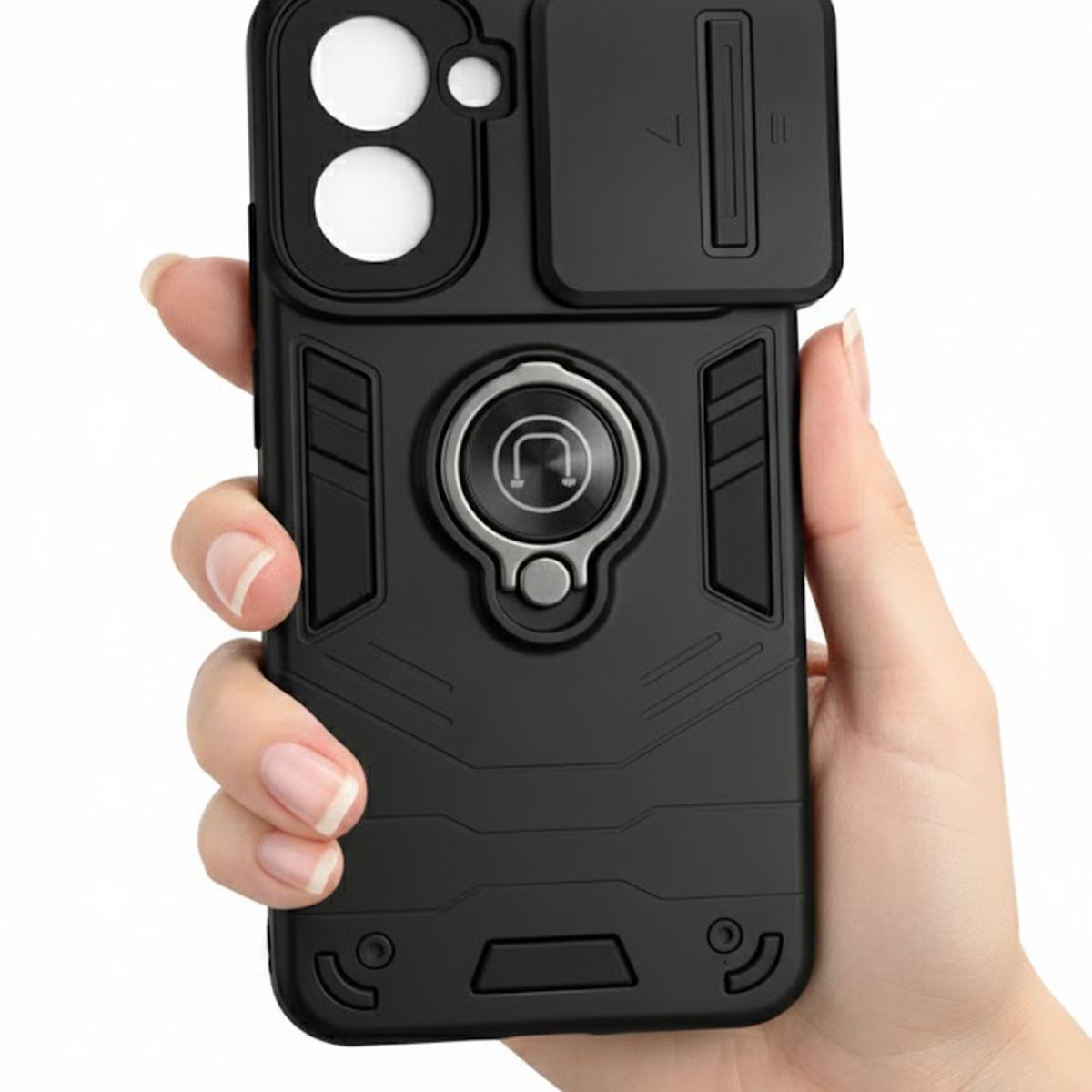 GENERICO - CARCASA PARA MOTOROLA EDGE 50 FUSION ANILLO CUBRE CAMARA COLOR NEGRO