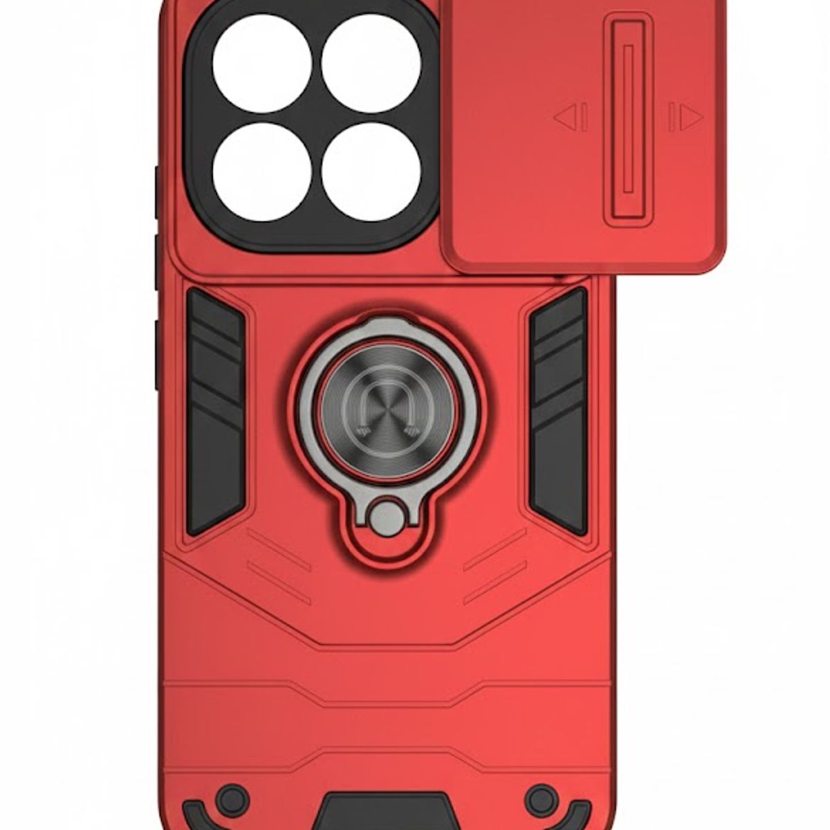 GENERICO - CARCASA PARA XIAOMI REDMI 15T ANILLO CUBRE CAMARA COLOR ROJO