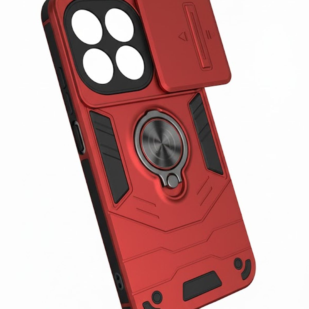 GENERICO - CARCASA PARA XIAOMI REDMI 15T ANILLO CUBRE CAMARA COLOR ROJO