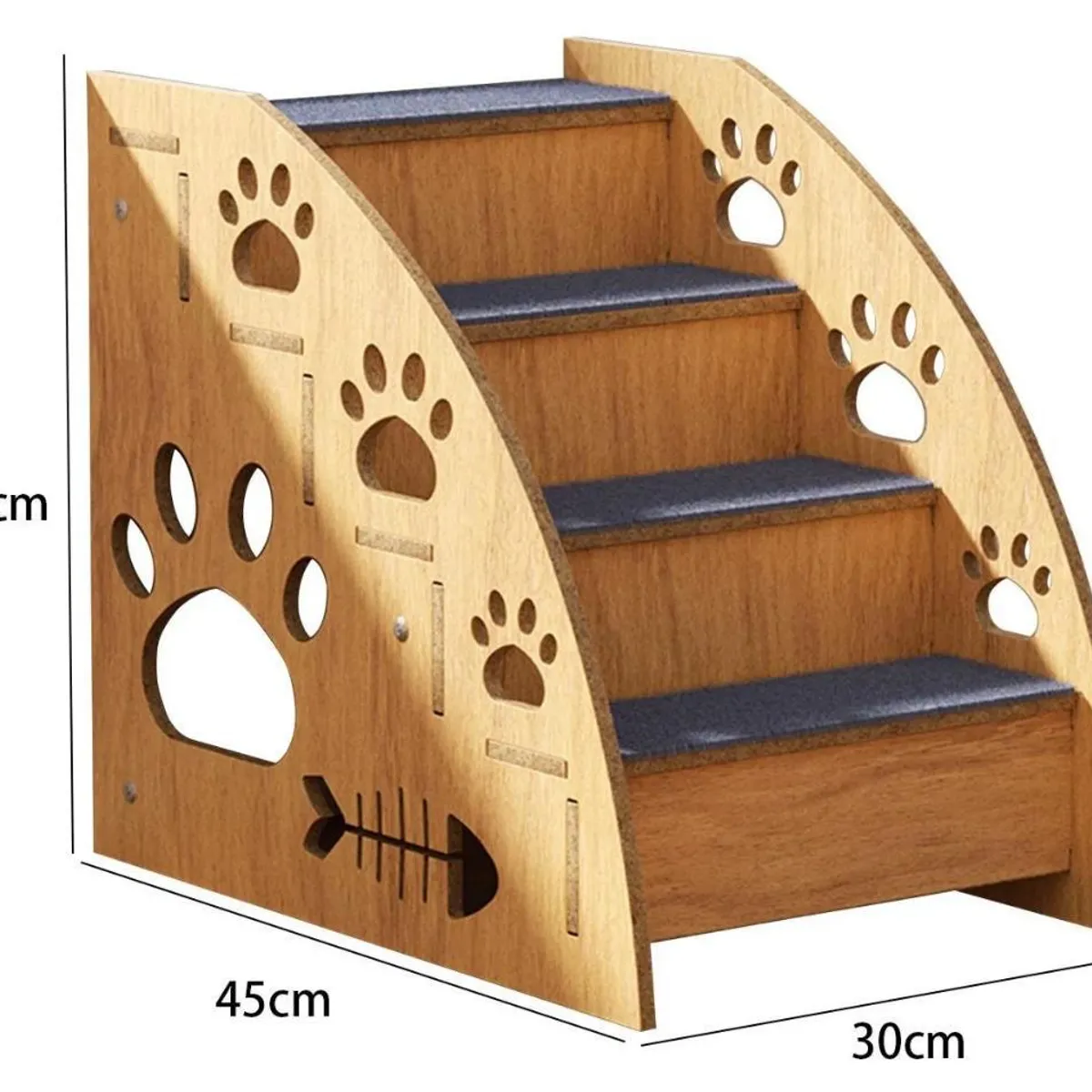 GENERICO - Escalera De Madera Para Mascotas Perro Gatos 4 Niveles Madera L