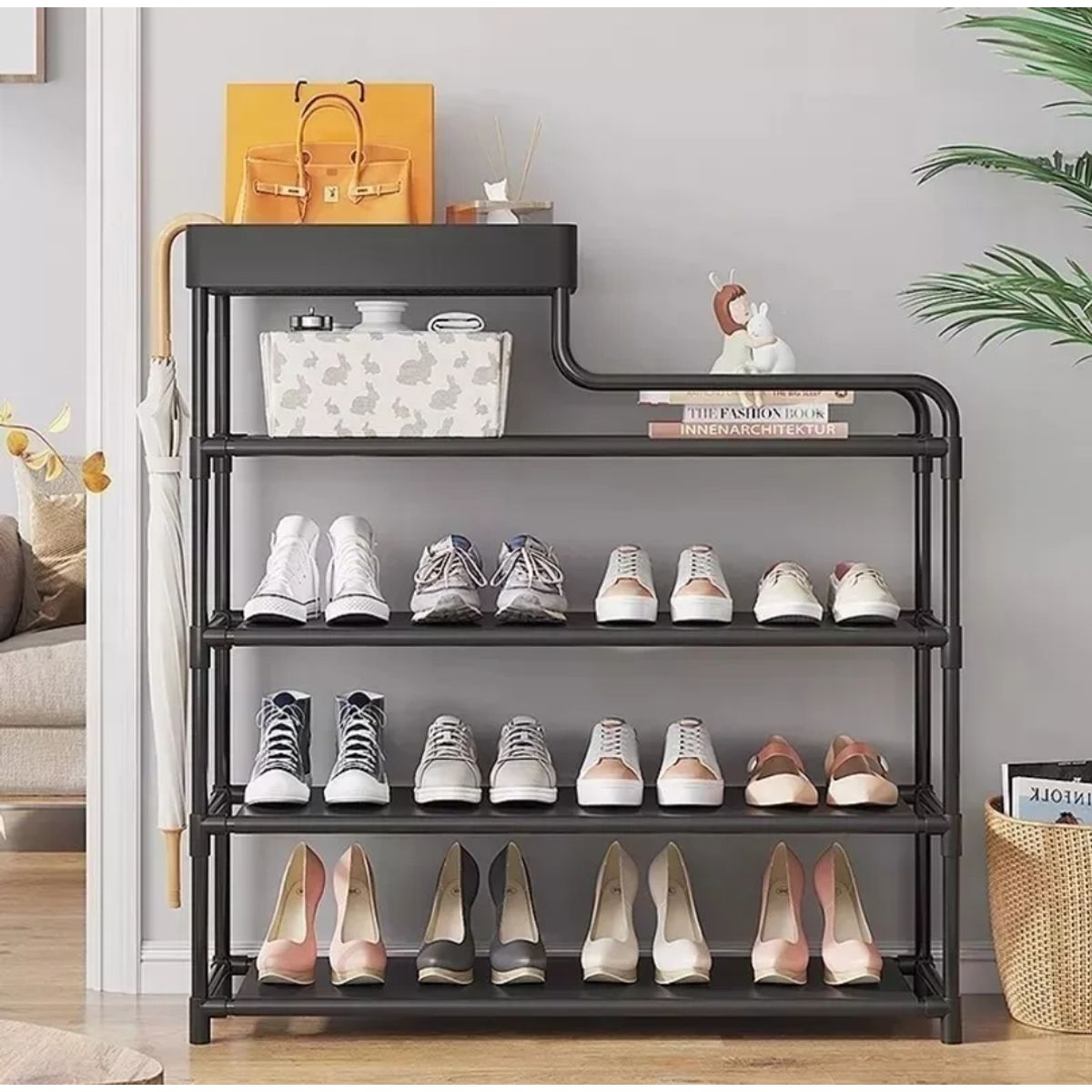 GENERICO - Organizadores Zapatos Mueble Ropa Zapatero Armable 5 Niveles Negro