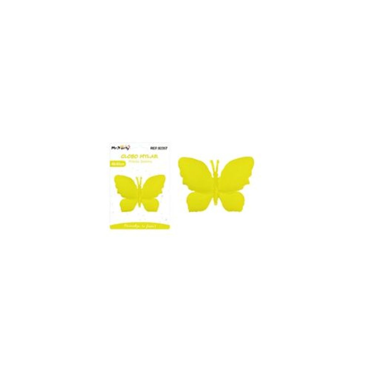 GENERICO - Globo metálico mate mariposa amarillo 48x65cm