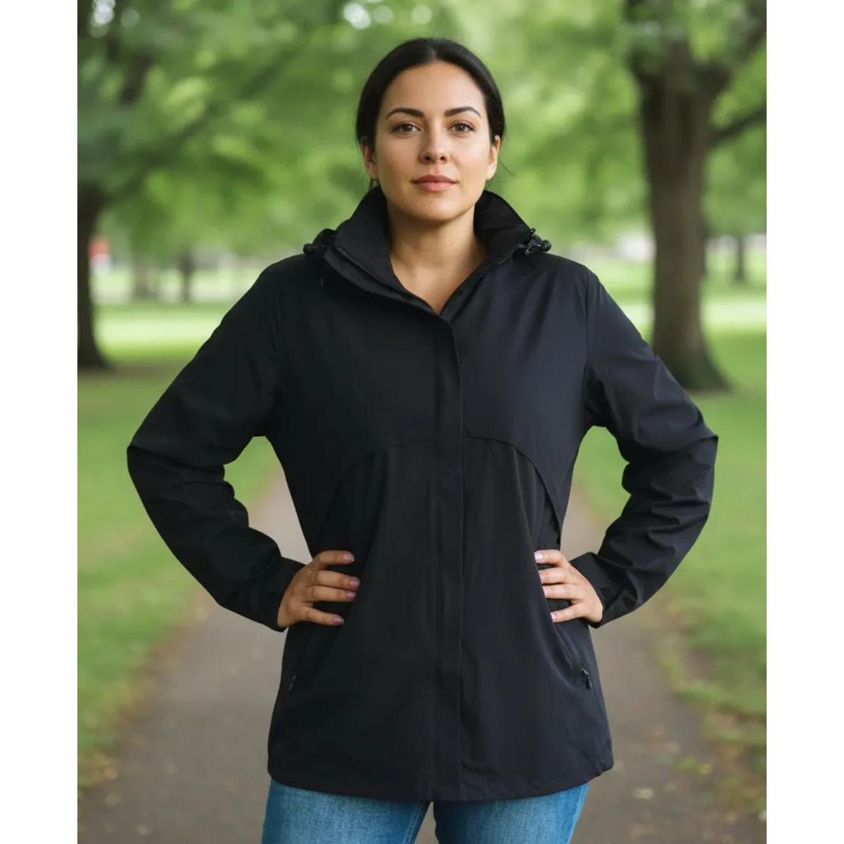 BLUE MOUNTAIN - chaqueta ligera para mujer con capucha desmontable  termica impermeable