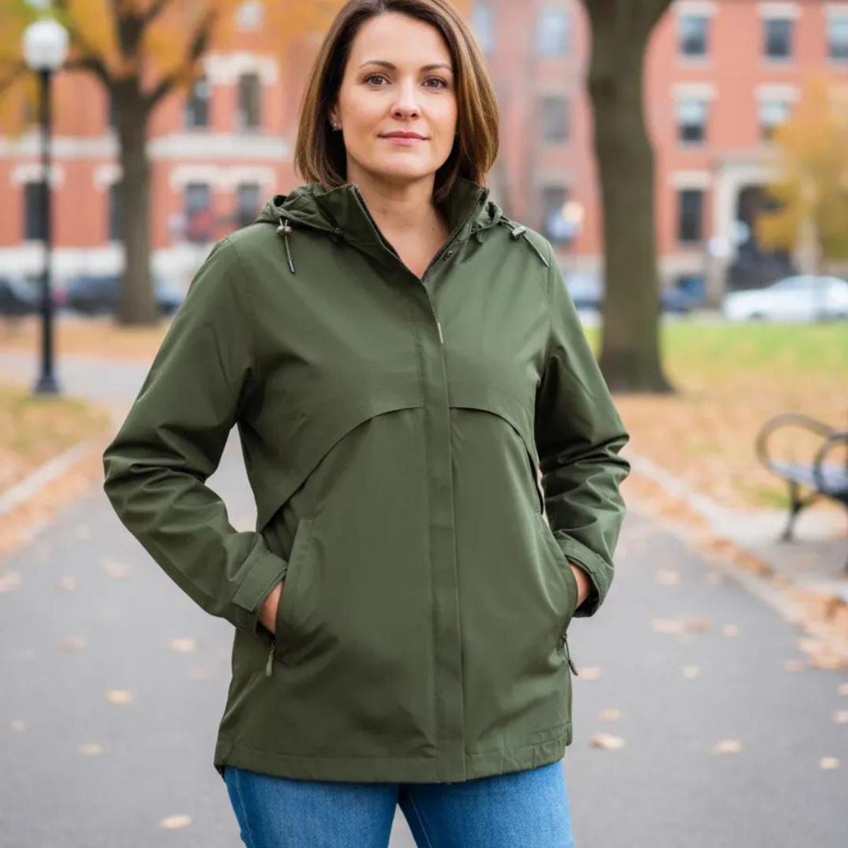 BLUE MOUNTAIN - chaqueta ligera para mujer con capucha desmontable  termica impermeable