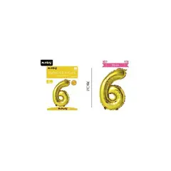 GENERICO - Globo metálico dorado 70cm número 6