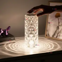 UTILISIMO - Lámpara Cristal Táctil USB Transparente Para Mesa