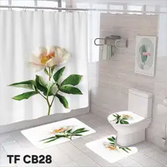 GENERICO - CORTINA DE BAÑO CON 3 ALFOMBRAS CON HERMOSOS DISEÑOS
