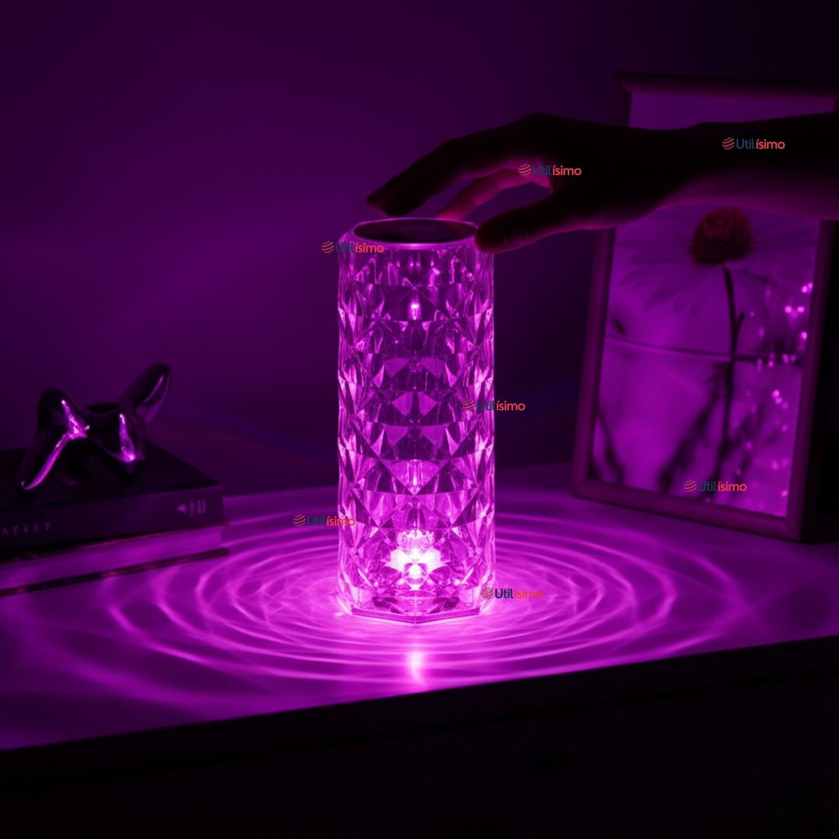 UTILISIMO - Lámpara Cristal Táctil USB Transparente Para Mesa