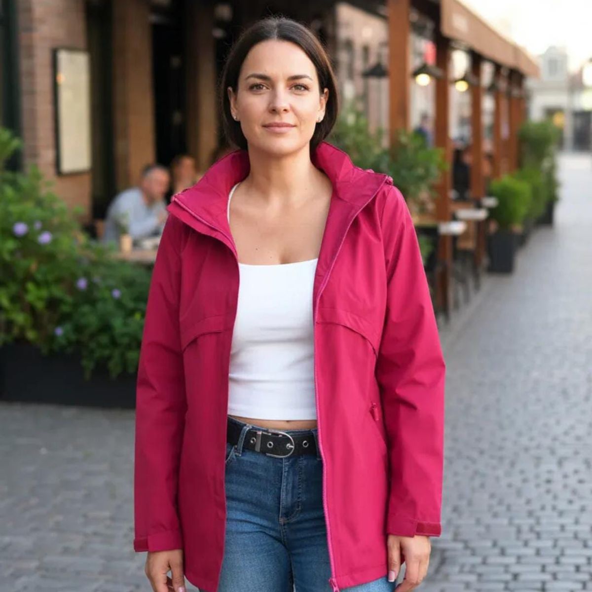 BLUE MOUNTAIN - chaqueta ligera para mujer con capucha desmontable  termica impermeable