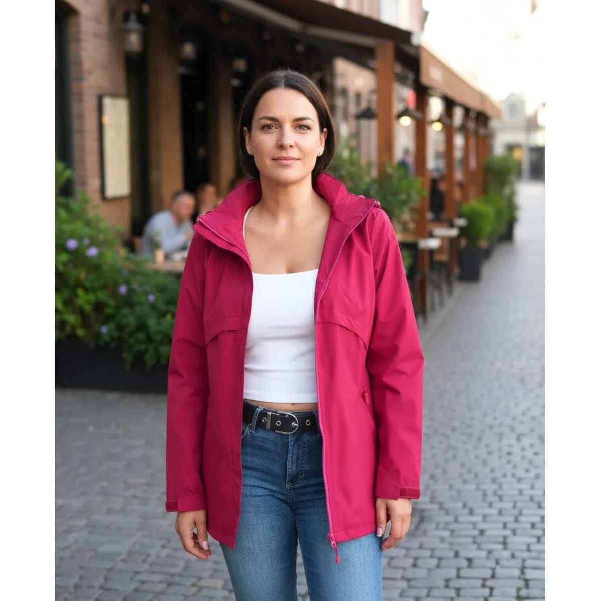 BLUE MOUNTAIN - chaqueta ligera para mujer con capucha desmontable  termica impermeable