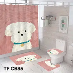 GENERICO - CORTINA DE BAÑO CON 3 ALFOMBRAS CON HERMOSOS DISEÑOS