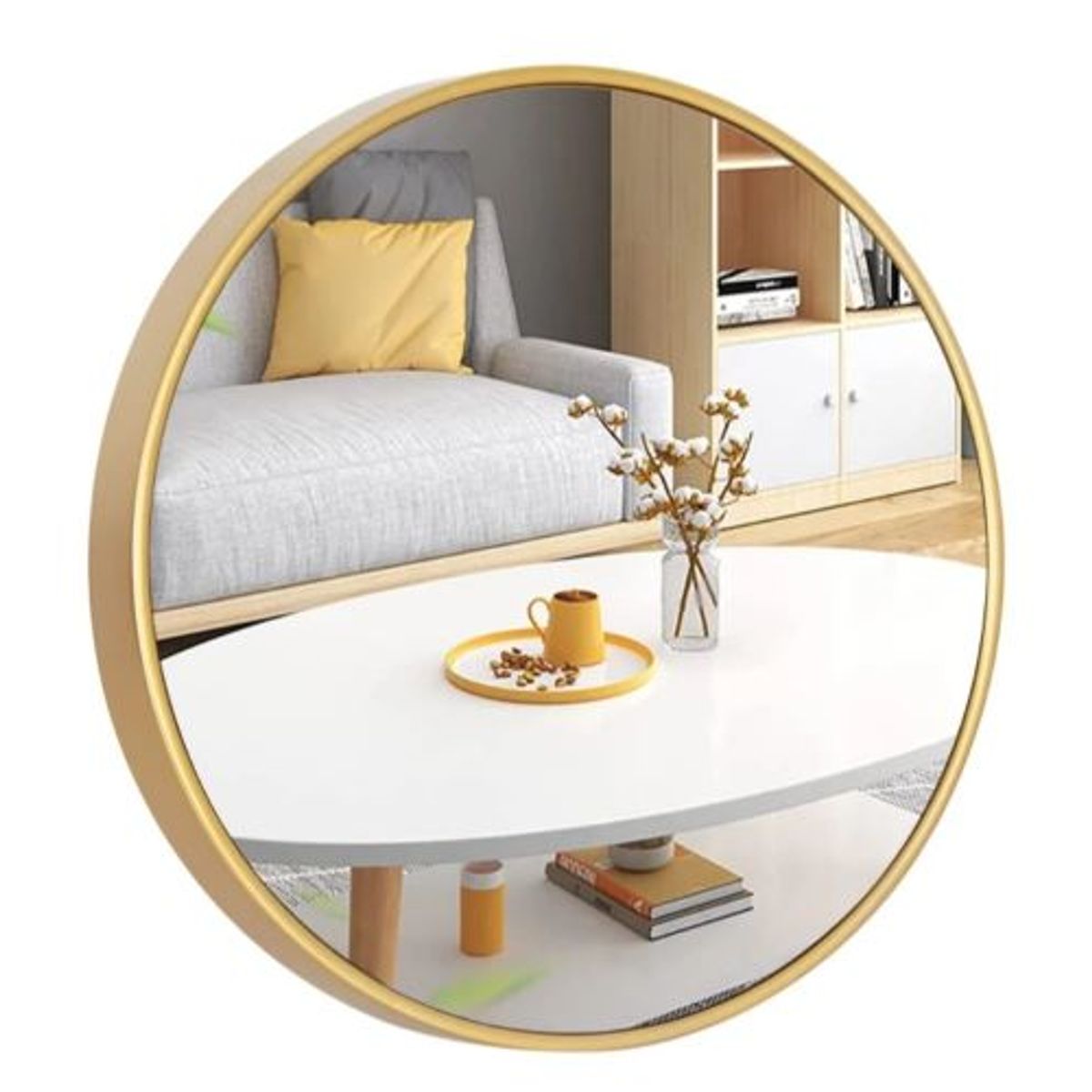GENERICO - Espejo Dorado redondo metálico 80cm
