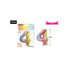 GENERICO - Globo metálico multicolor 70cm número 4