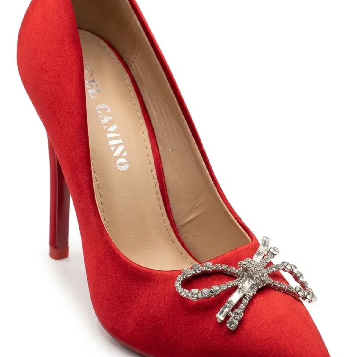BOVINITA - Zapato Mujer Stilettos Rojo Lazo Taco Fiesta Elegante 10 Cm