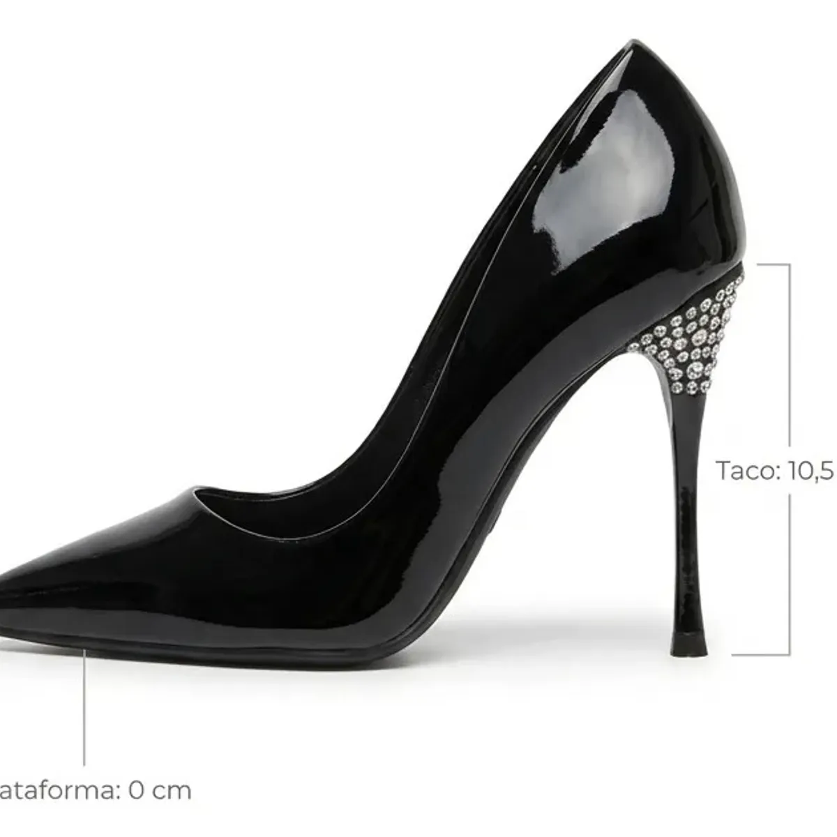 BOVINITA - Zapato Mujer Stiletto Negro Charol Taco Aguja Fiesta 10 Cm