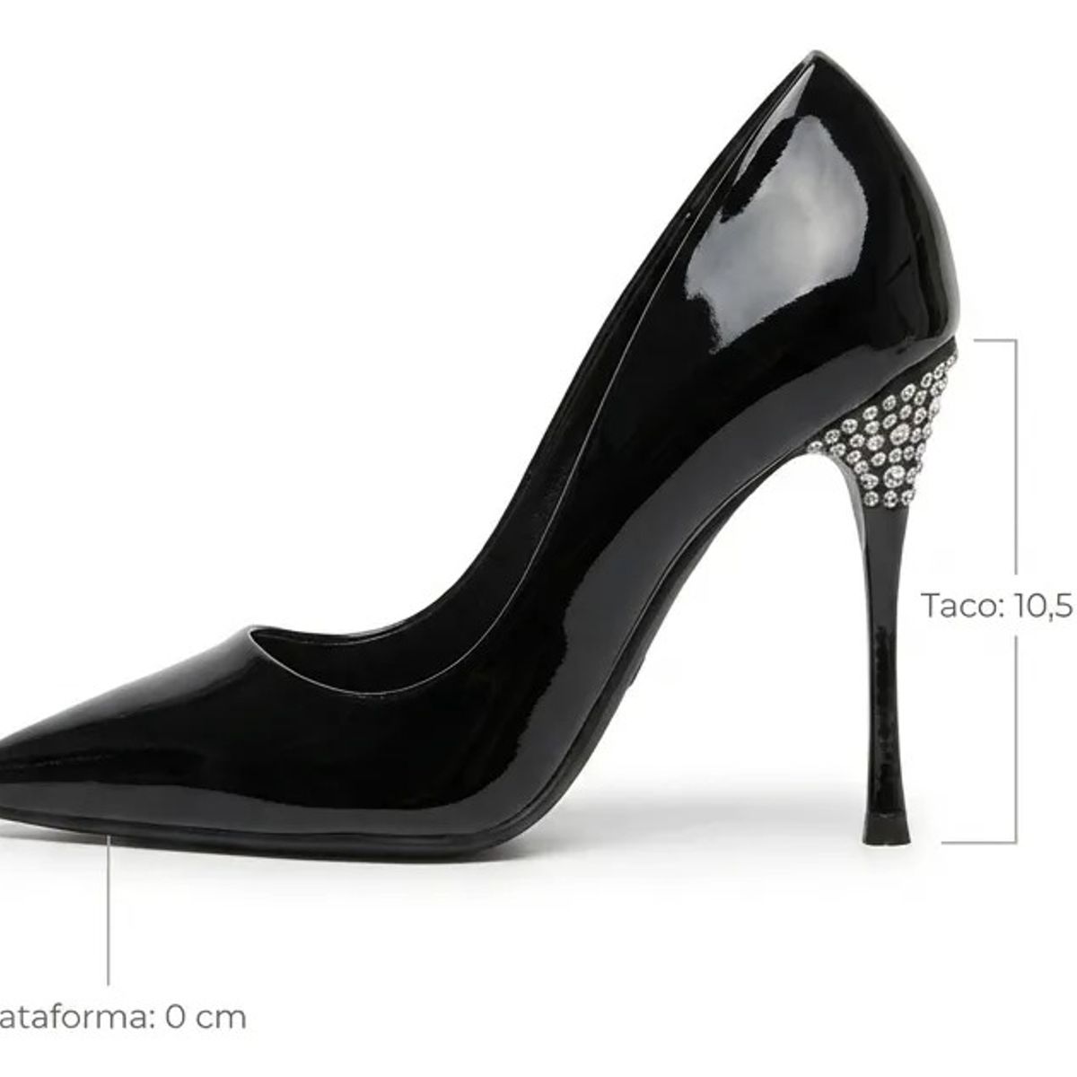BOVINITA - Zapato Mujer Stiletto Negro Charol Taco Aguja Fiesta 10 Cm