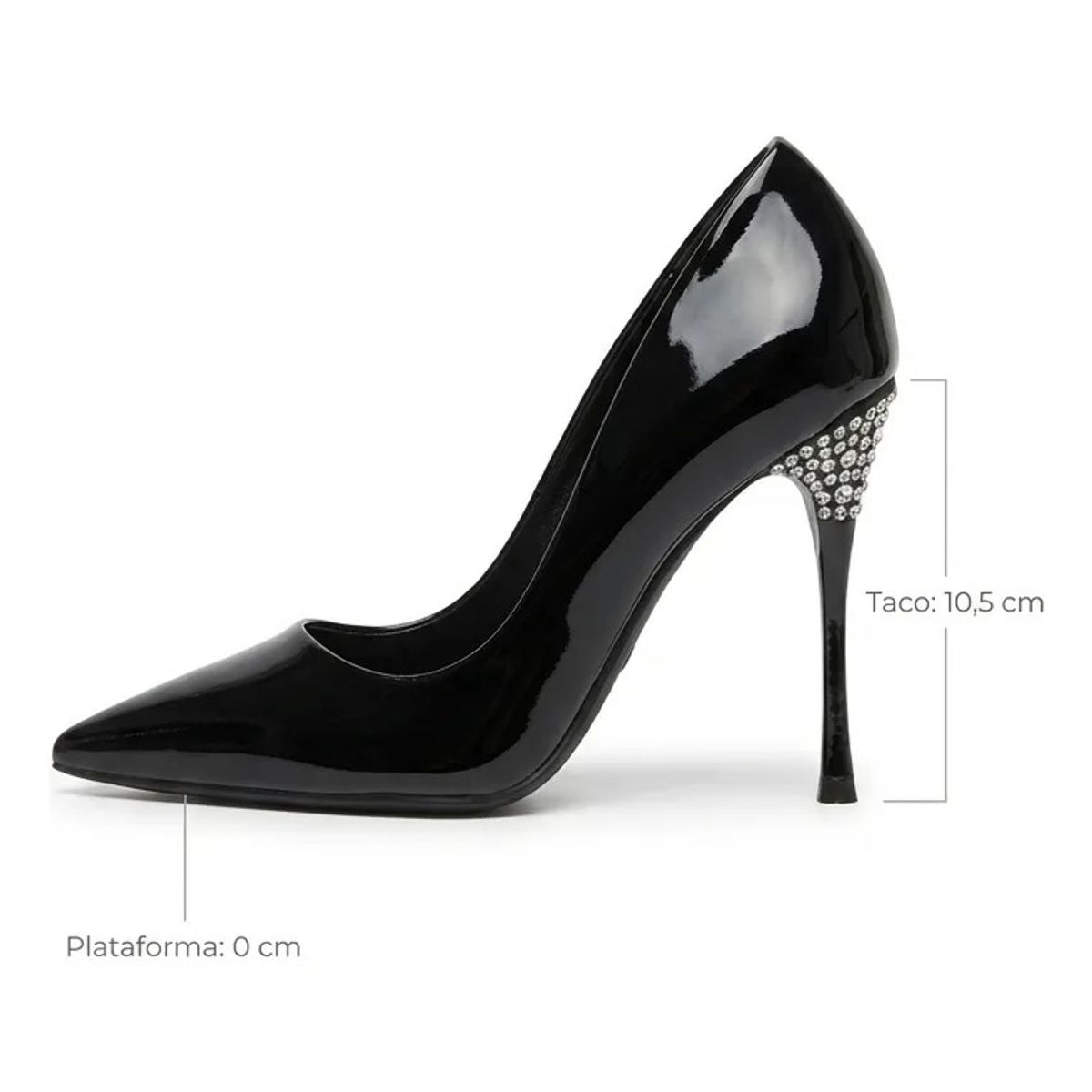 BOVINITA - Zapato Mujer Stiletto Negro Charol Taco Aguja Fiesta 10 Cm