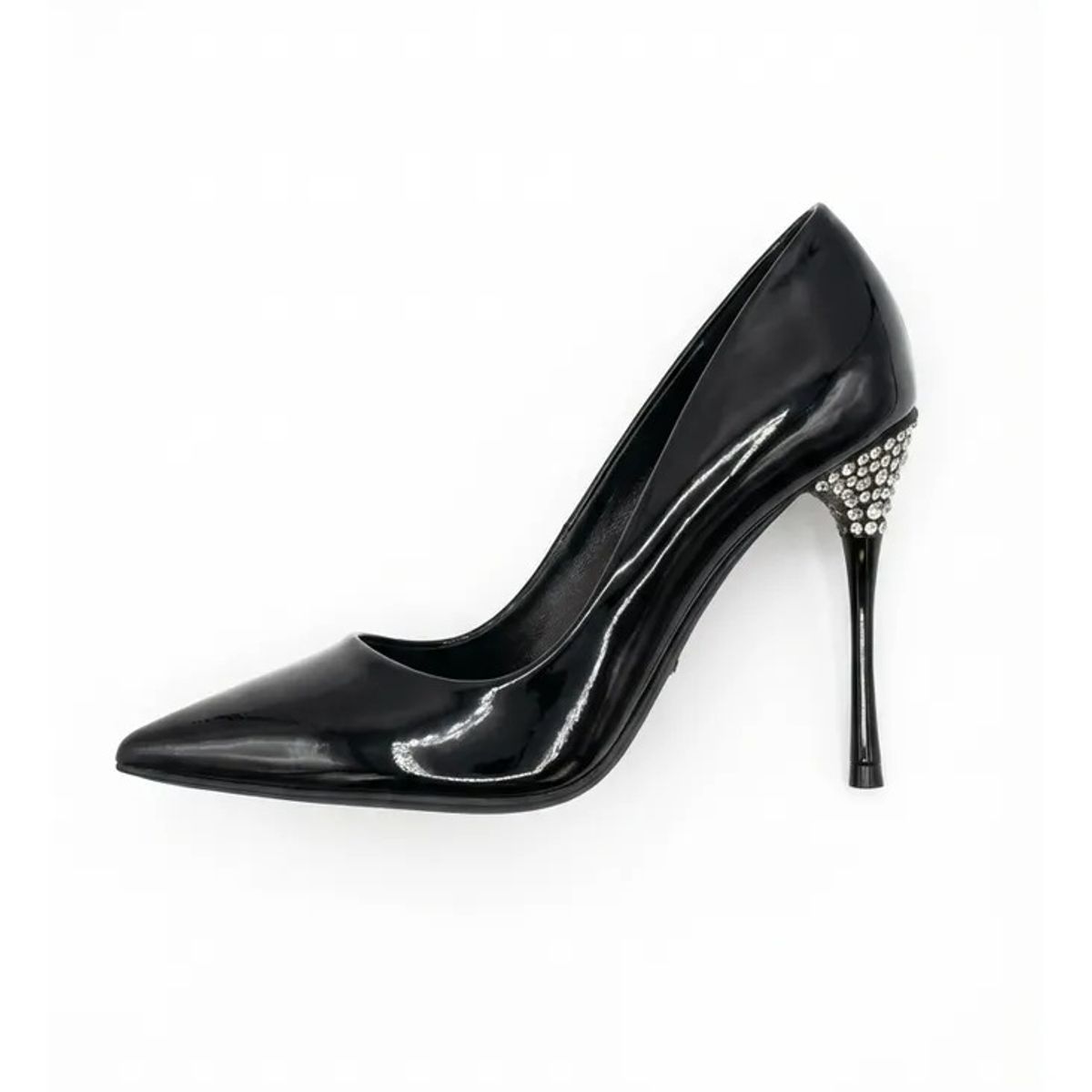 BOVINITA - Zapato Mujer Stiletto Negro Charol Taco Aguja Fiesta 10 Cm