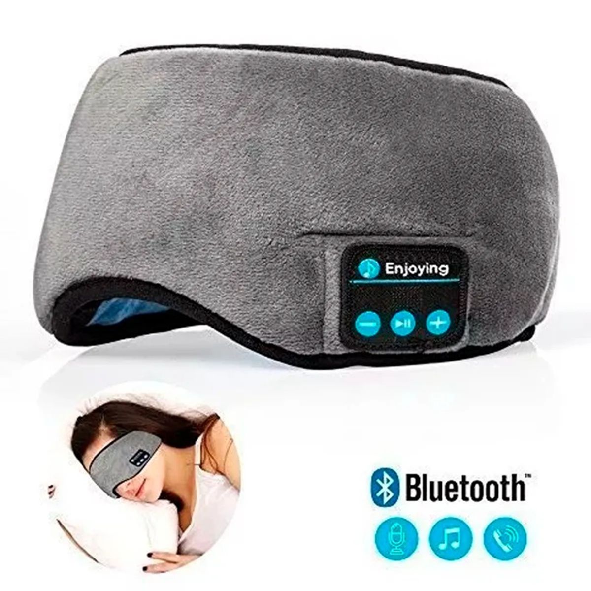 GENERICO - Antifaces Auriculares Dormir Bluetooth Música Color Gris Ónix
