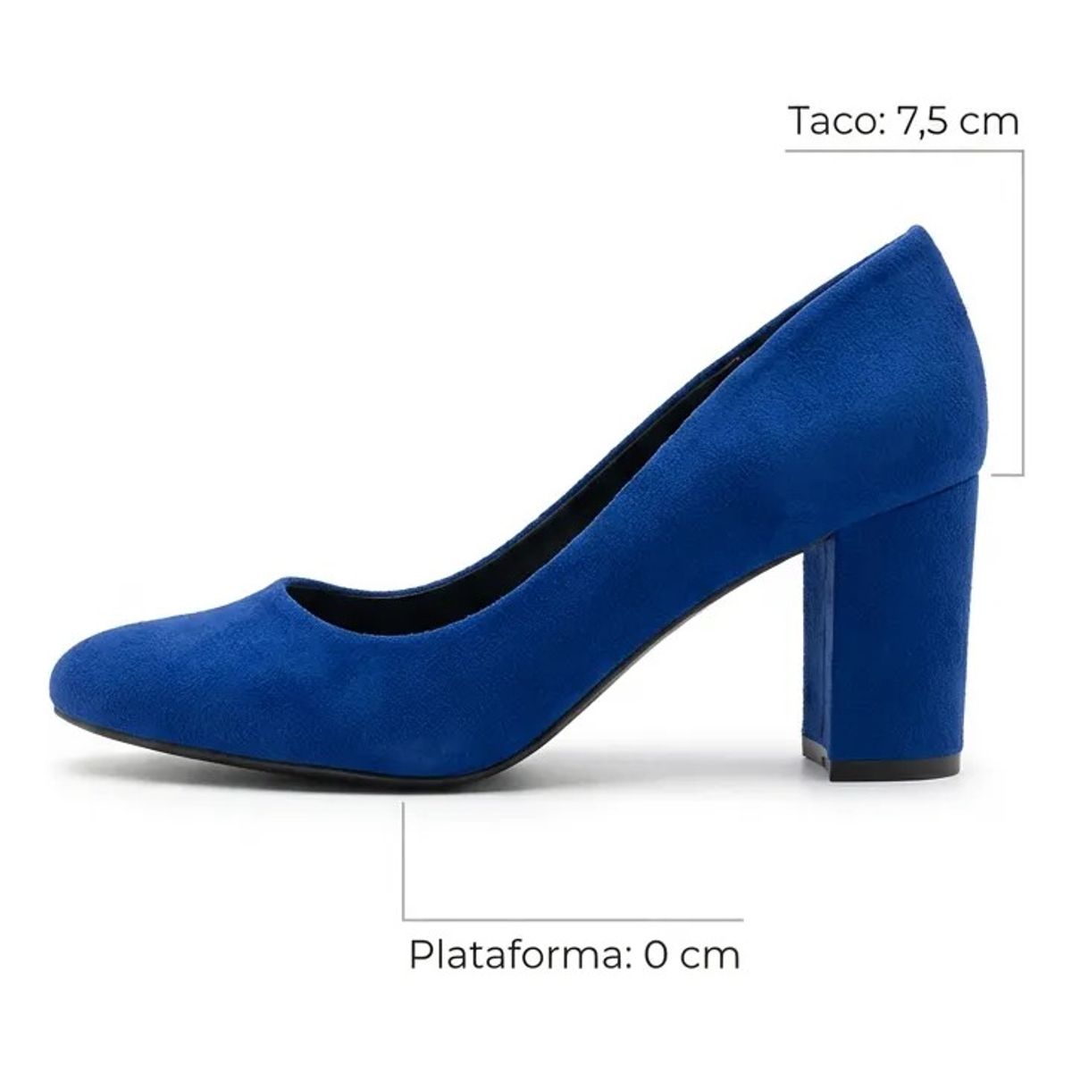 BOVINITA - Zapato Mujer Taco Grueso Gamuza Azul Eléctrico Fiesta 5 Cm