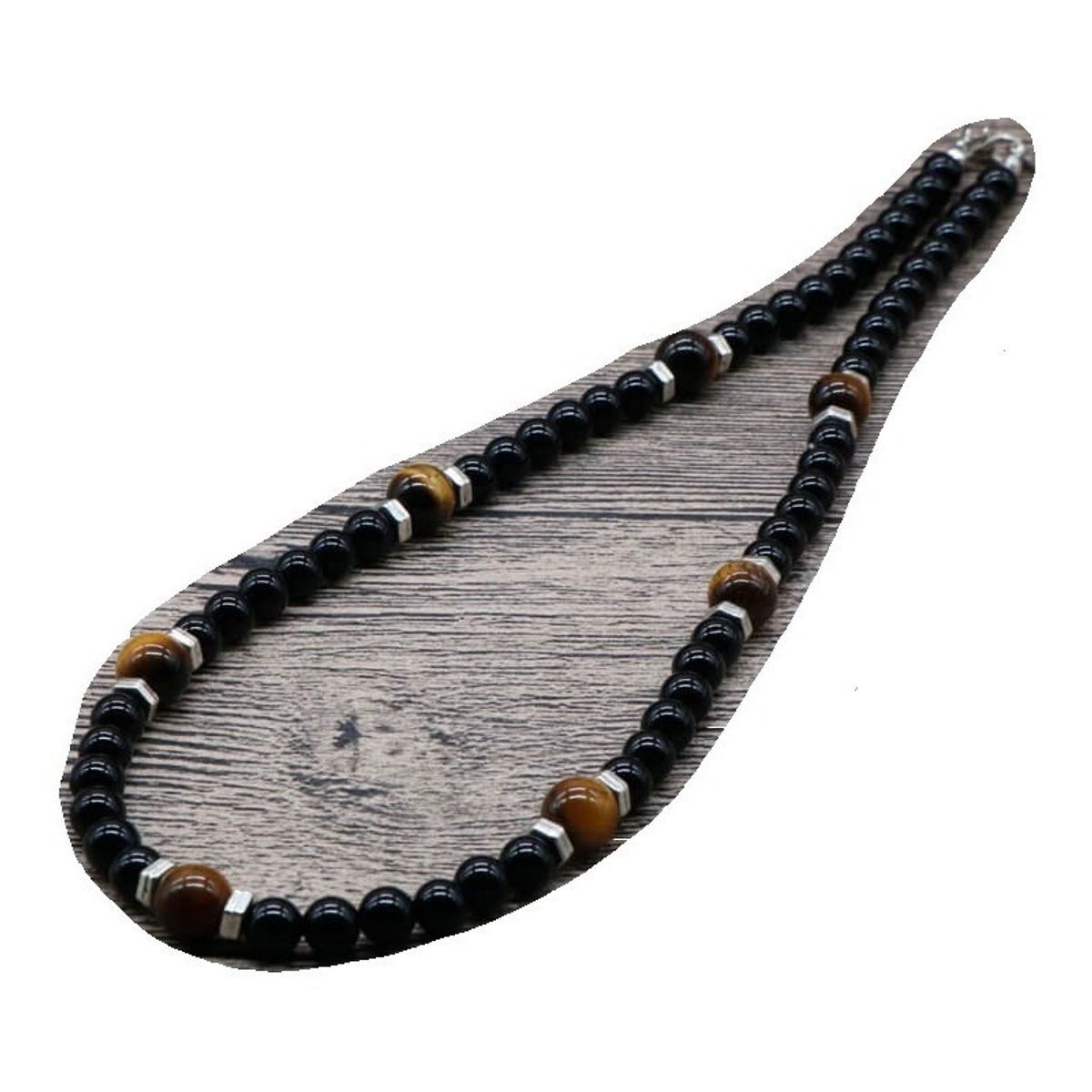GENERICO - Collar Piedra Onix Y Ojo De Tigre Hombre Moda 2021 X