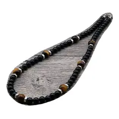 GENERICO - Collar Piedra Onix Y Ojo De Tigre Hombre Moda 2021 X