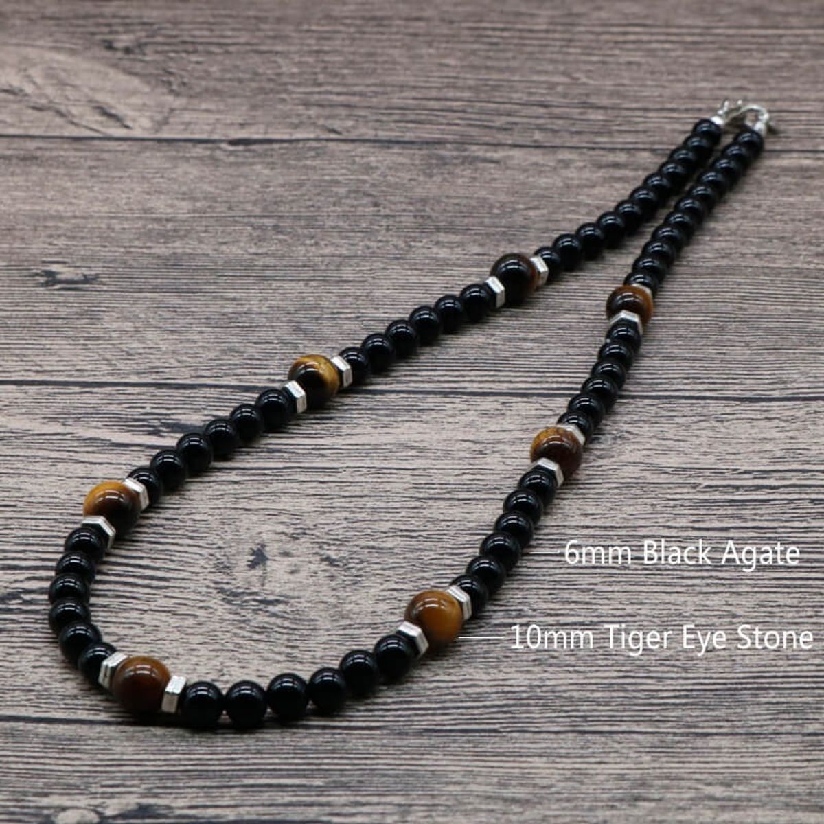GENERICO - Collar Piedra Onix Y Ojo De Tigre Hombre Moda 2021 X