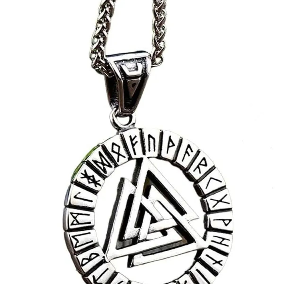 GENERICO - Collar Vikingo Brujula Valknut Runas Hombre Moda Masculina