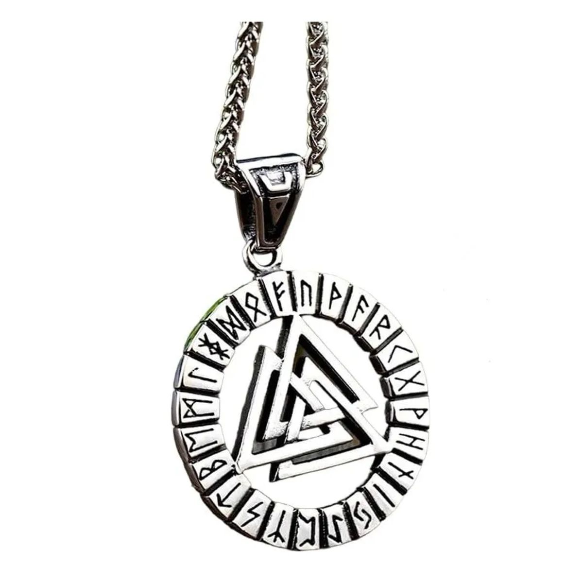 GENERICO - Collar Vikingo Brujula Valknut Runas Hombre Moda Masculina