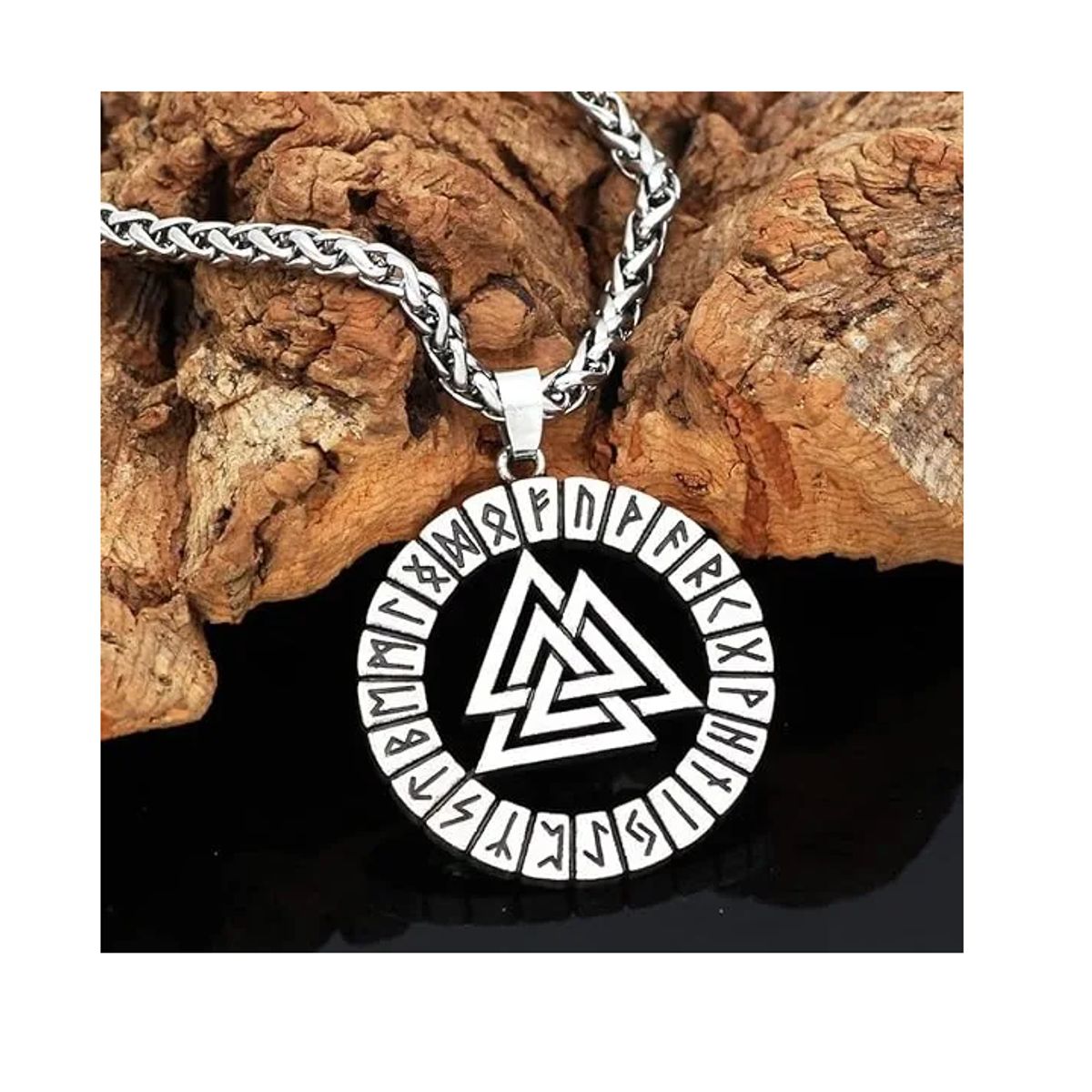 GENERICO - Collar Vikingo Brujula Valknut Runas Hombre Moda Masculina