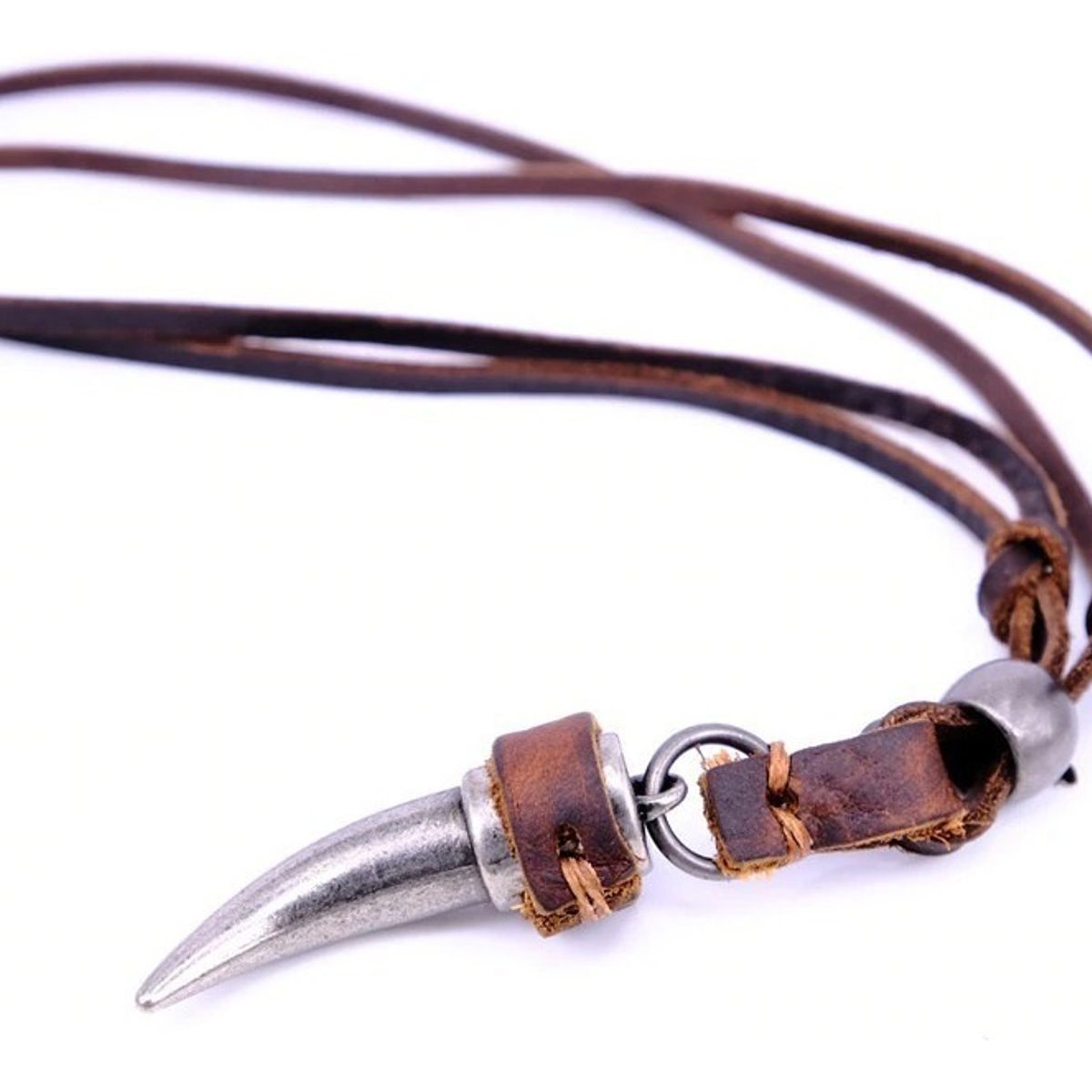 GENERICO - Collar De Cuero Colmillo Hombre Mujer Moda 2020 Il