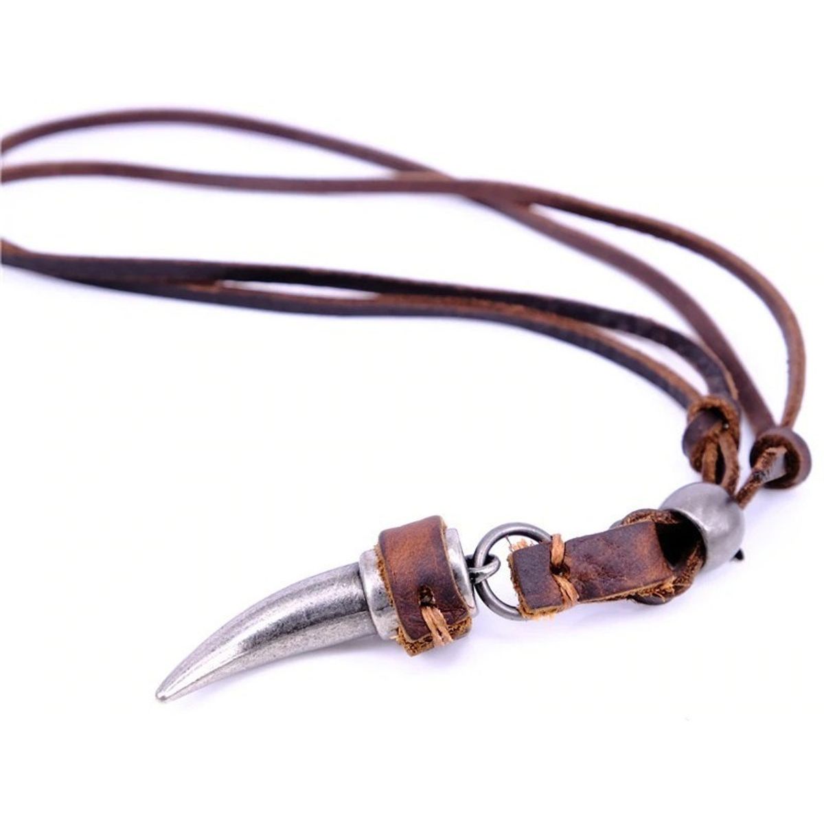 GENERICO - Collar De Cuero Colmillo Hombre Mujer Moda 2020 Il
