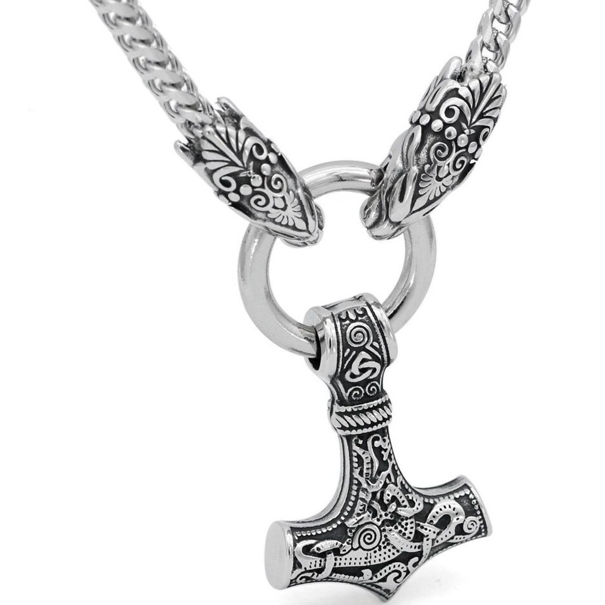 GENERICO - Collar Hombre Acero Martillo Vikingo Royal Madriz