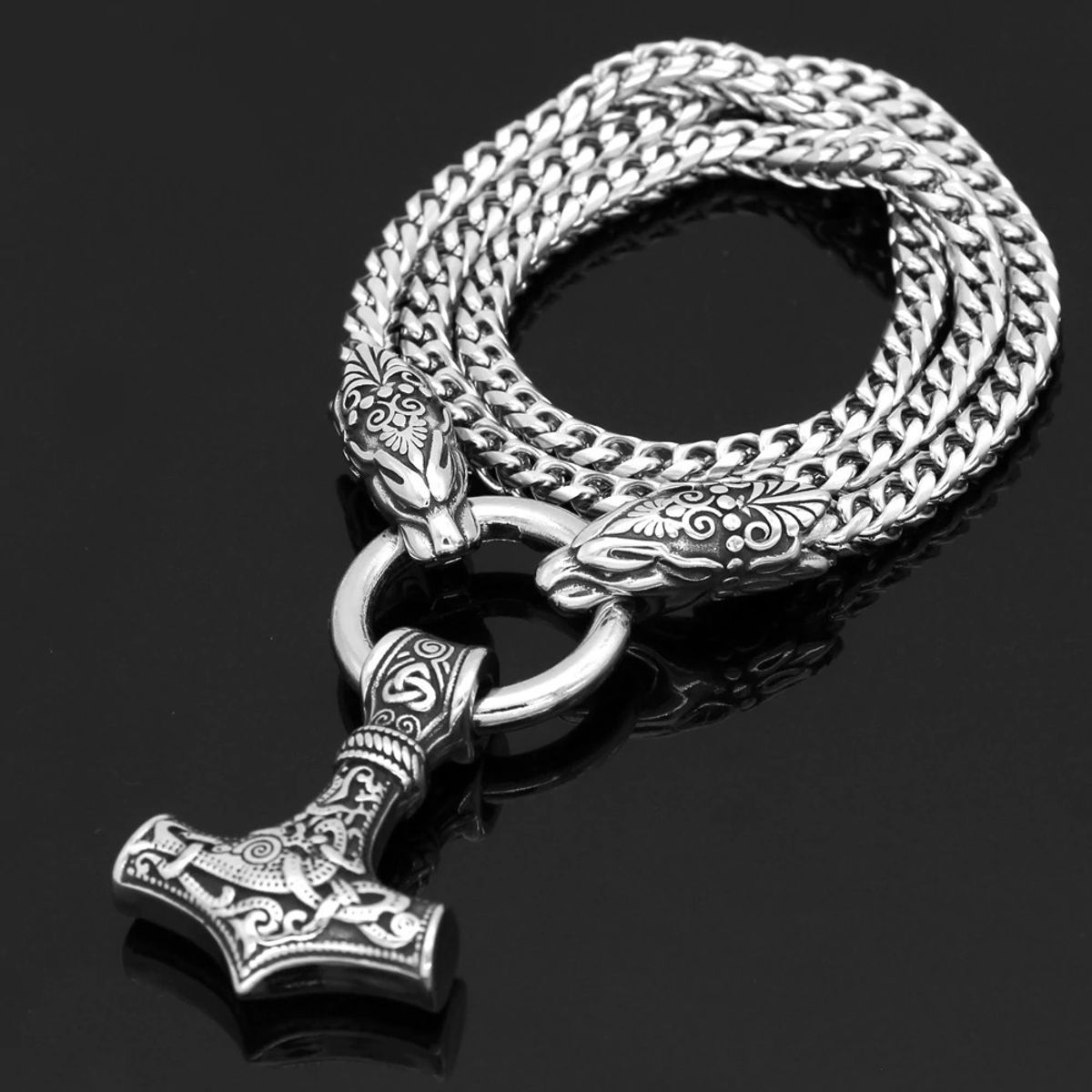 GENERICO - Collar Hombre Acero Martillo Vikingo Royal Madriz