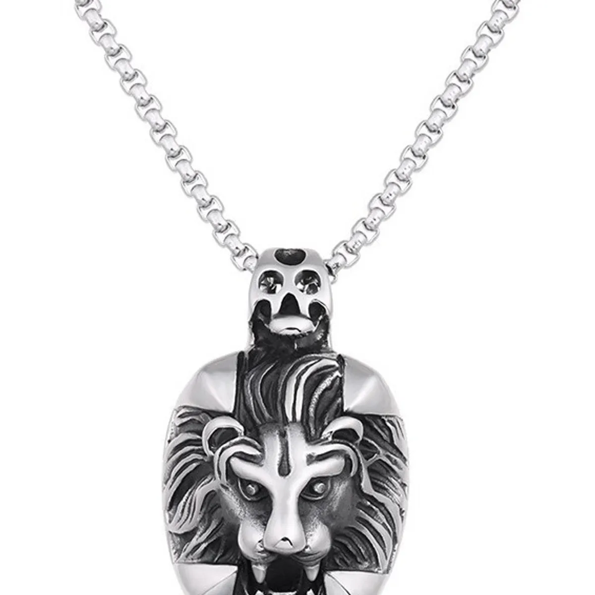GENERICO - Collar Leon Silver Titan Hombres Caballero Moda 2020