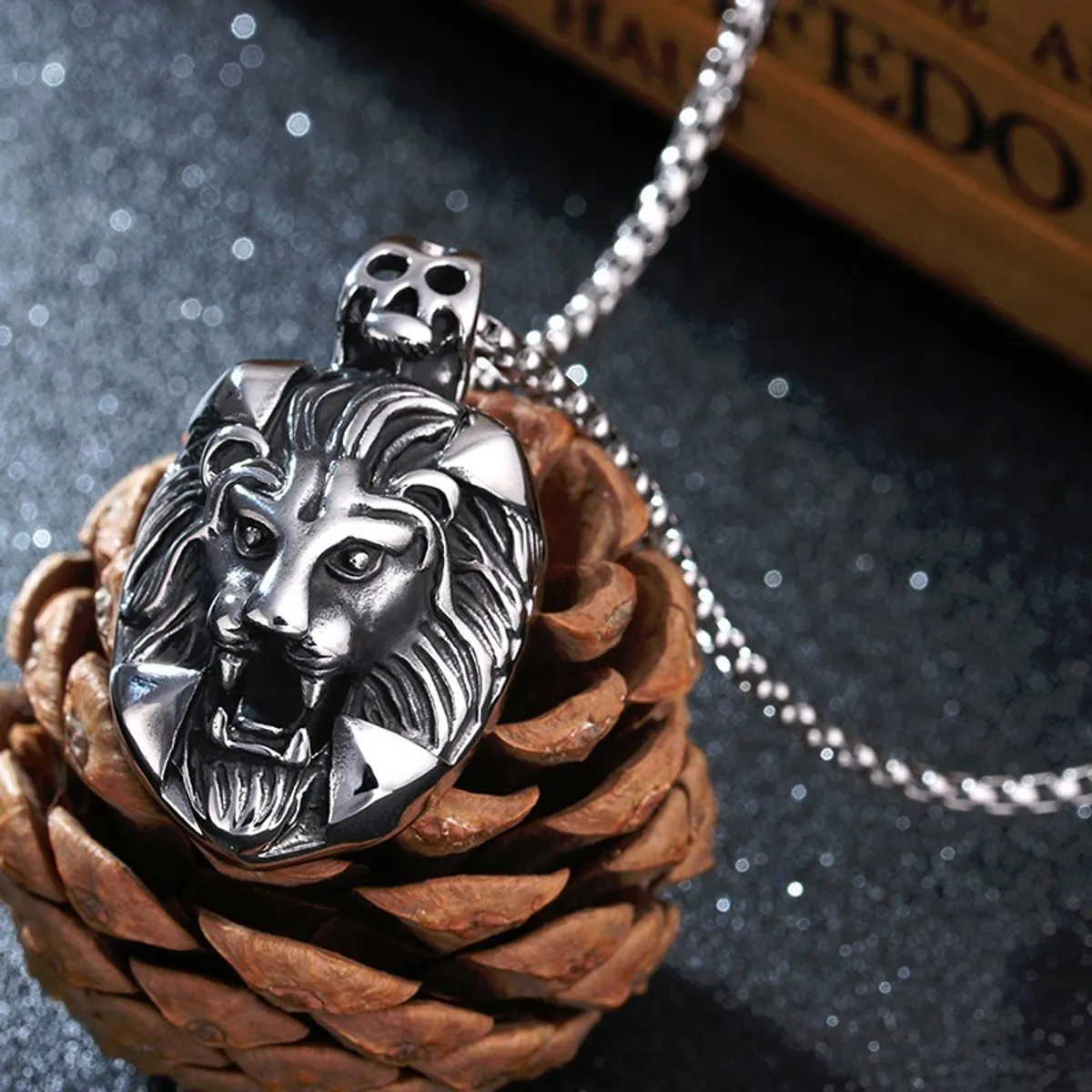 GENERICO - Collar Leon Silver Titan Hombres Caballero Moda 2020