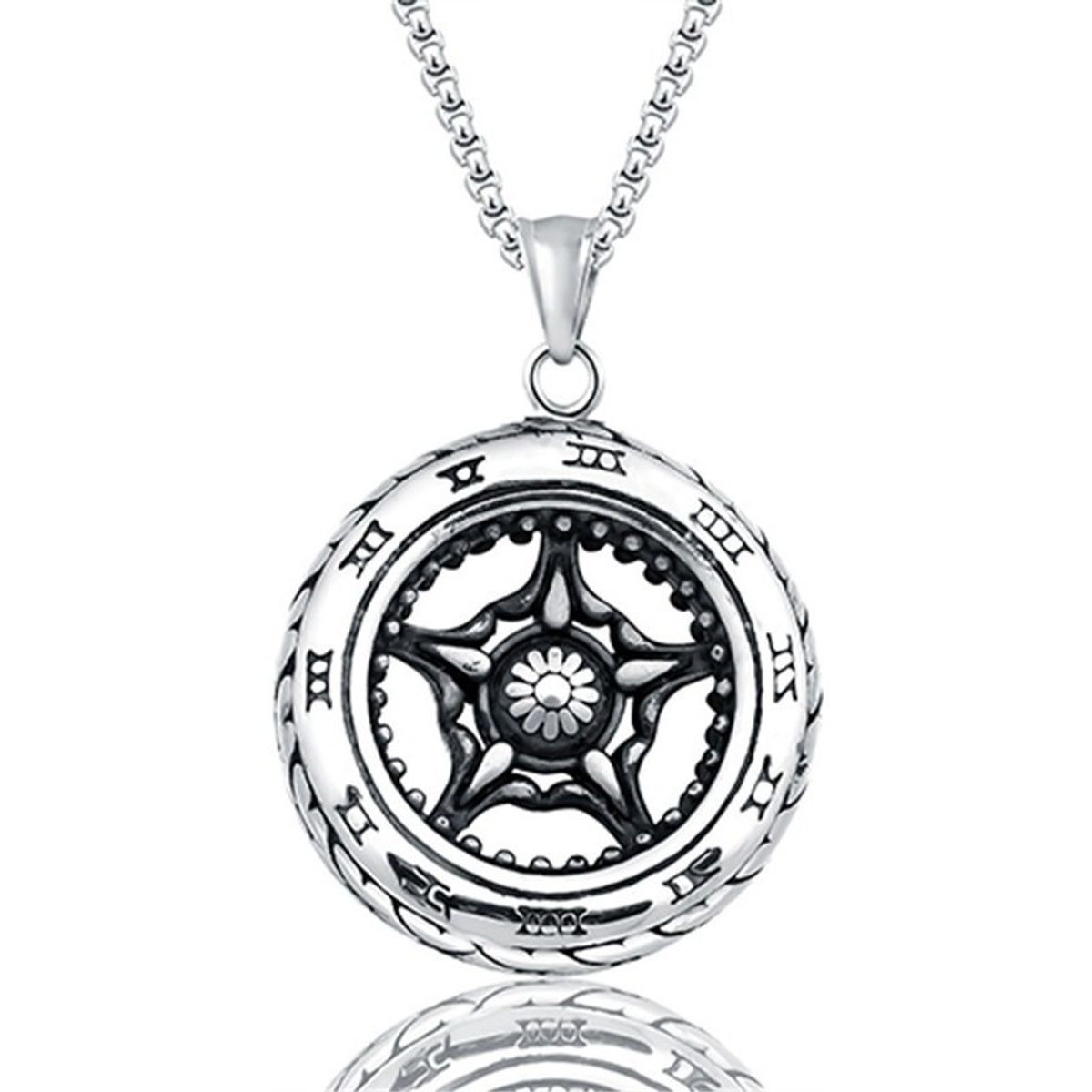 GENERICO - Collar Aro Motocicleta Silver Space Hombre Mujer Moda 2021