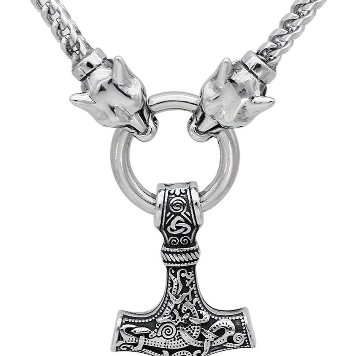 GENERICO - Collar Vikingo Nórdico Hacha Y Lobos Hombre Moda 2021