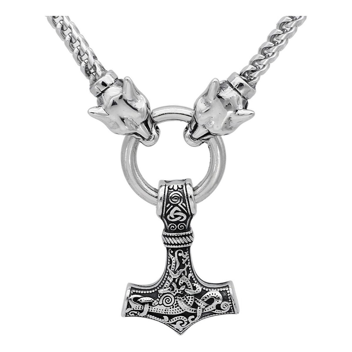 GENERICO - Collar Vikingo Nórdico Hacha Y Lobos Hombre Moda 2021