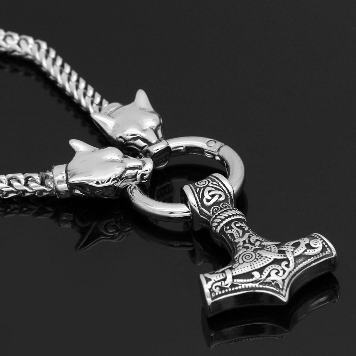 GENERICO - Collar Vikingo Nórdico Hacha Y Lobos Hombre Moda 2021